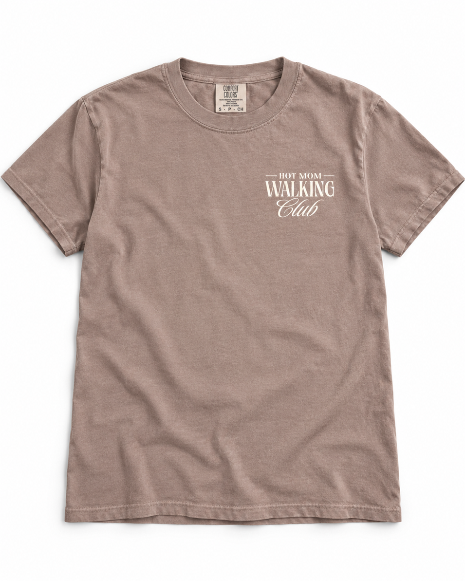 "Hot Mom Walking Club" Comfort Tee (ESPRESSO)