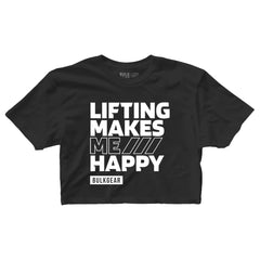 "LIFTING MAKES ME HAPPY" Finisher Crop (BLACK)