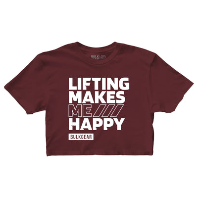 "LIFTING MAKES ME HAPPY" Finisher Crop (BURGUNDY)