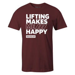 "LIFTING MAKES ME HAPPY" Uni-Flex Tee (BURGUNDY)
