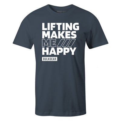 "LIFTING MAKES ME HAPPY" Uni-Flex Tee (INDIGO)