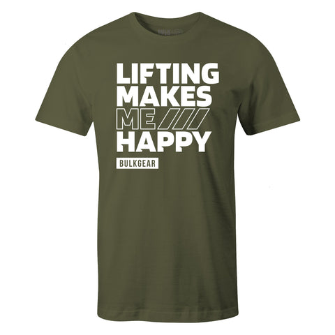 "LIFTING MAKES ME HAPPY" Uni-Flex Tee (MILITARY)