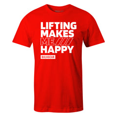 "LIFTING MAKES ME HAPPY" Uni-Flex Tee (RED)
