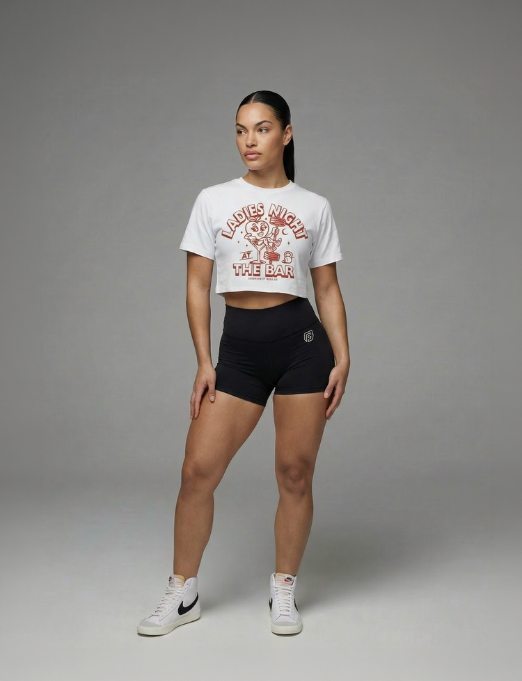 Ladies Night Gym Crop full body front #color_bone