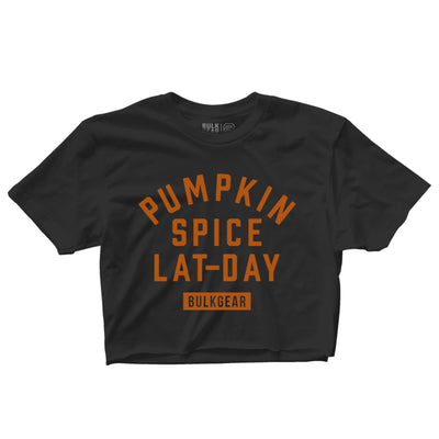 "PUMPKIN SPICE LAT-DAY" Raw Edge Crop (BLACK)