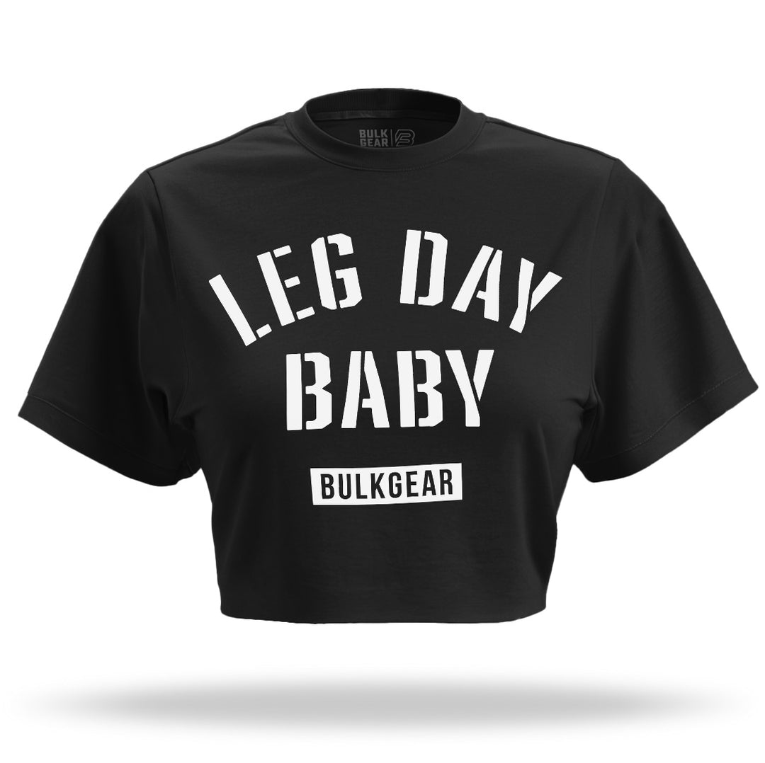 "LEG DAY BABY"Crop Top (BLACK)