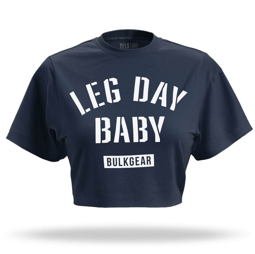 "LEG DAY BABY" Raw Edge Crop (INDIGO)