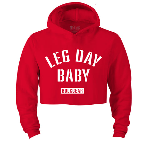 "LEG DAY BABY" HYPER crop hoodie (RED)