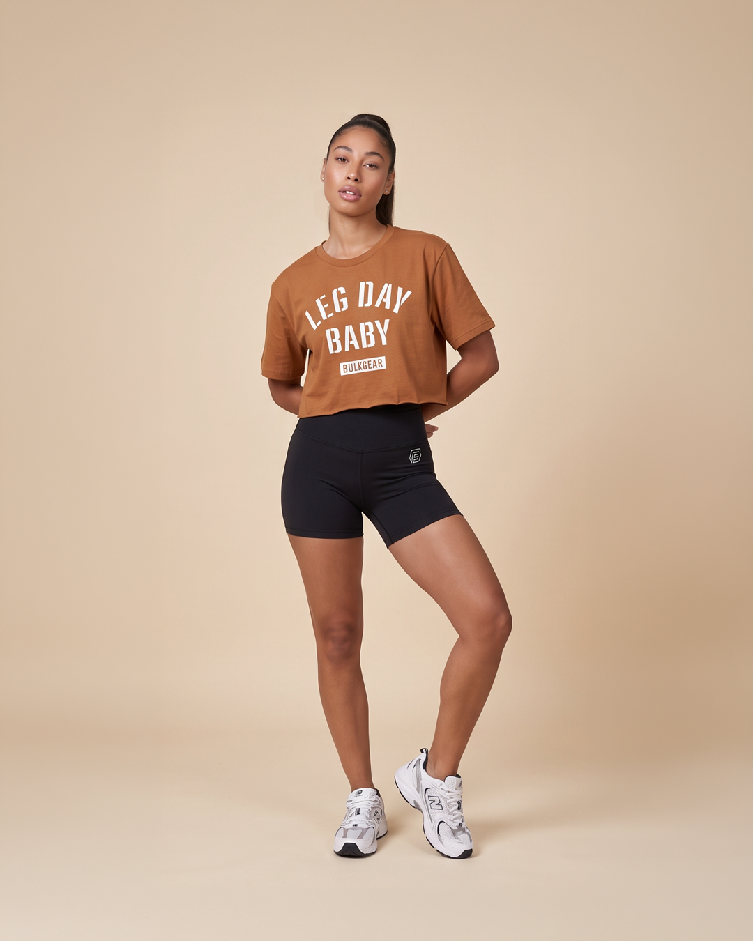 "LEG DAY BABY" RAW EDGE CROP (PUMPKIN)