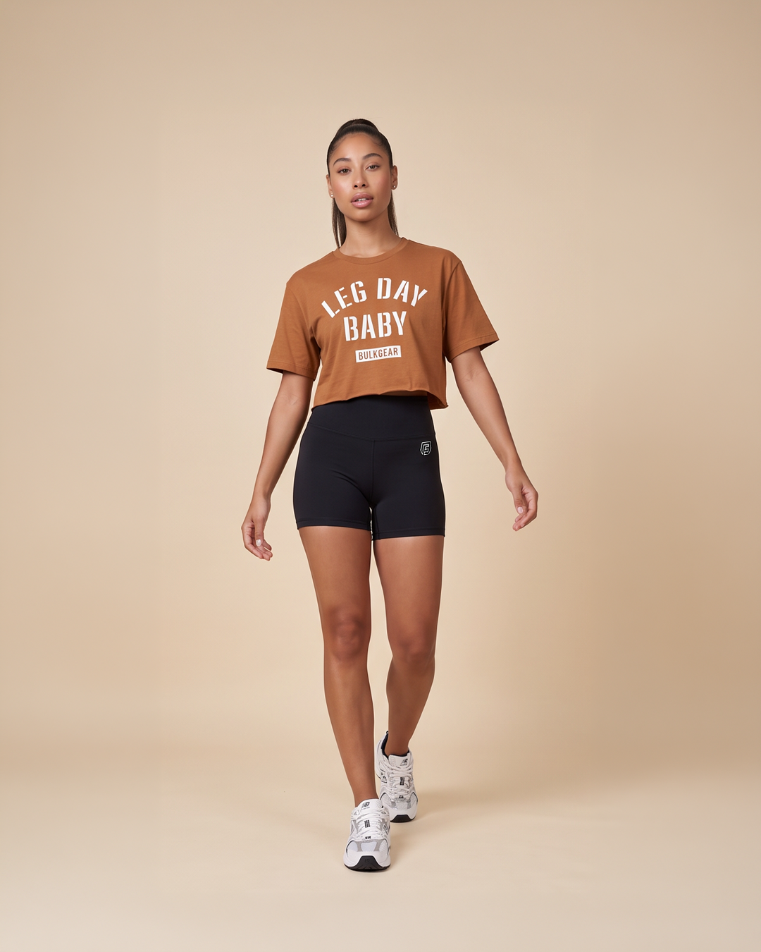 "LEG DAY BABY" RAW EDGE CROP (PUMPKIN)