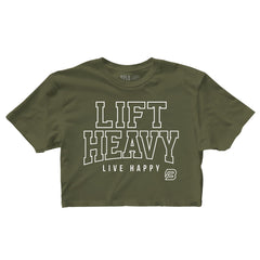 "LIFT HEAVY LIVE HAPPY" Finisher Crop (MILITARY)