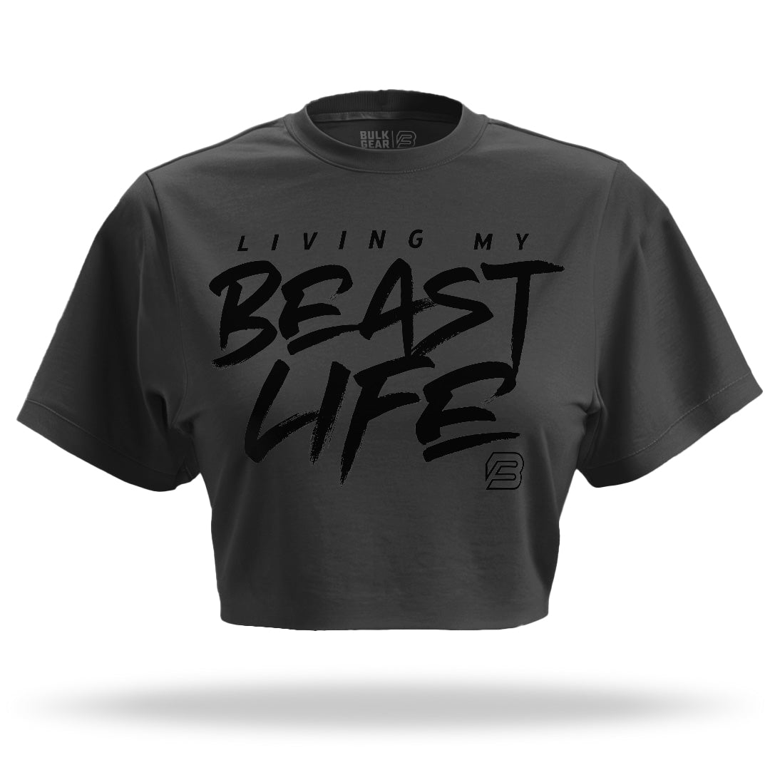 "LIVING MY BEAST LIFE BFE" Crop Top (CARBON)