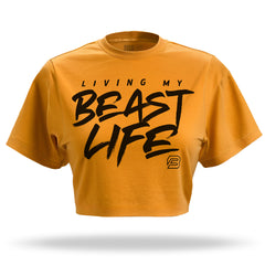 "LIVING MY BEAST LIFE" Raw Edge Crop (GOLD)