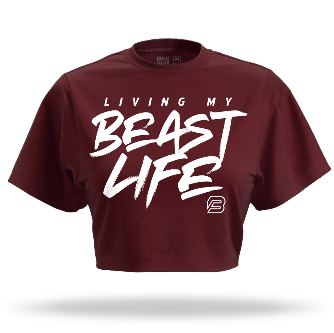 "LIVING MY BEAST LIFE" Crop Top (BURGUNDY)
