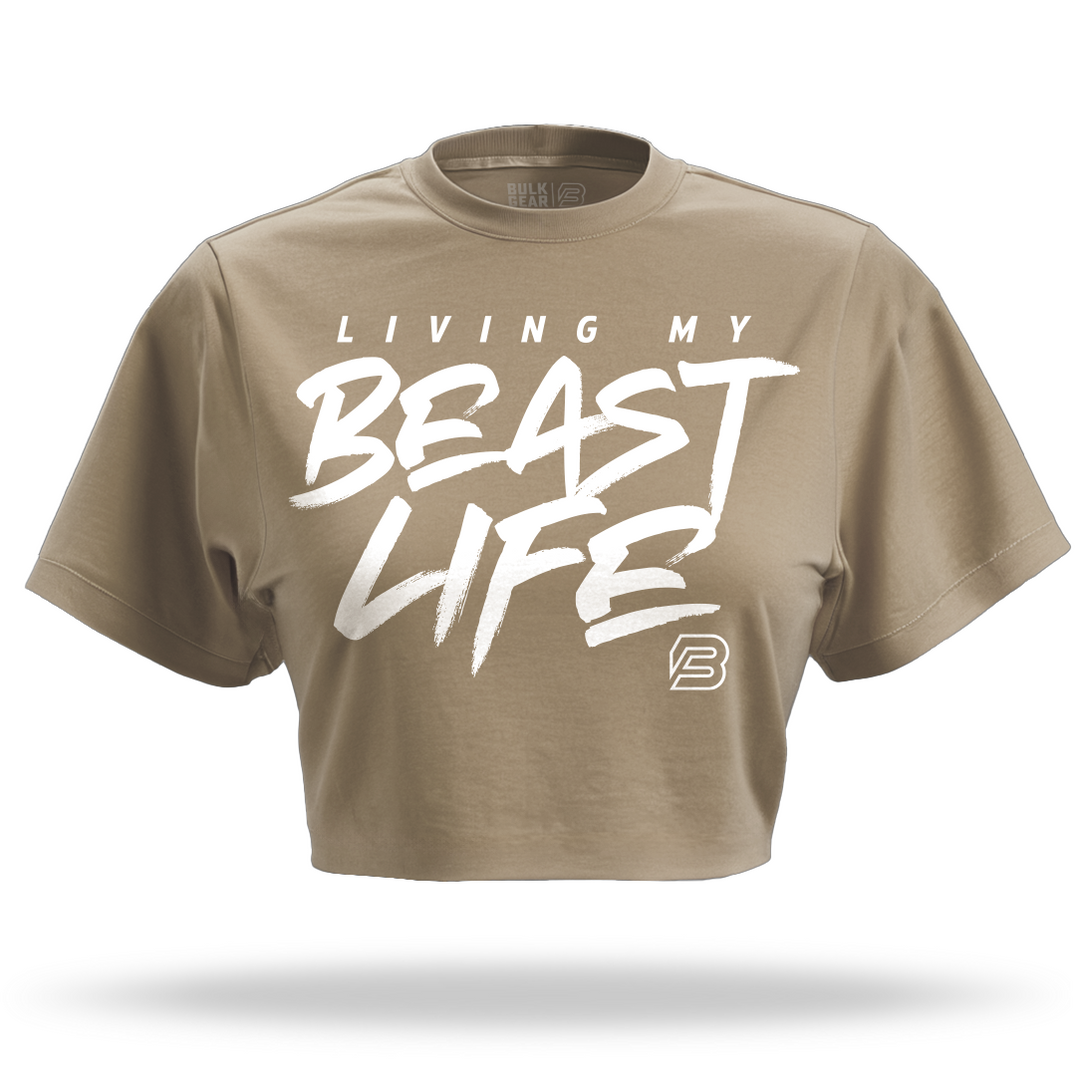 "LIVING MY BEAST LIFE" Crop Top (SHIITAKE)