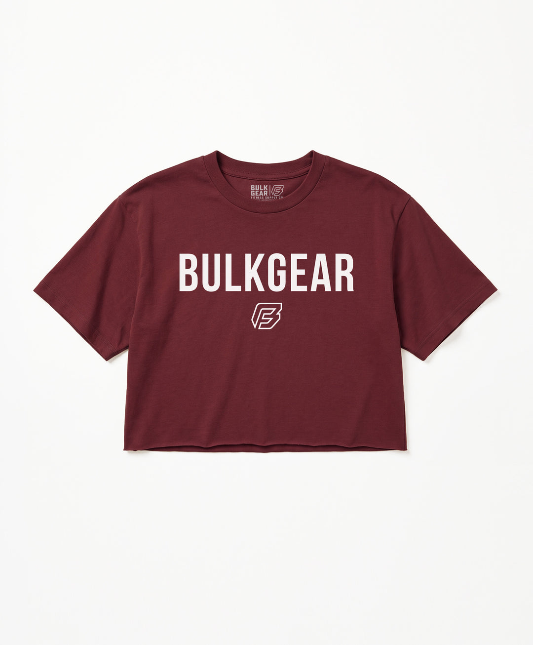 "LOGOMARK" RAW EDGE CROP (BURGUNDY)