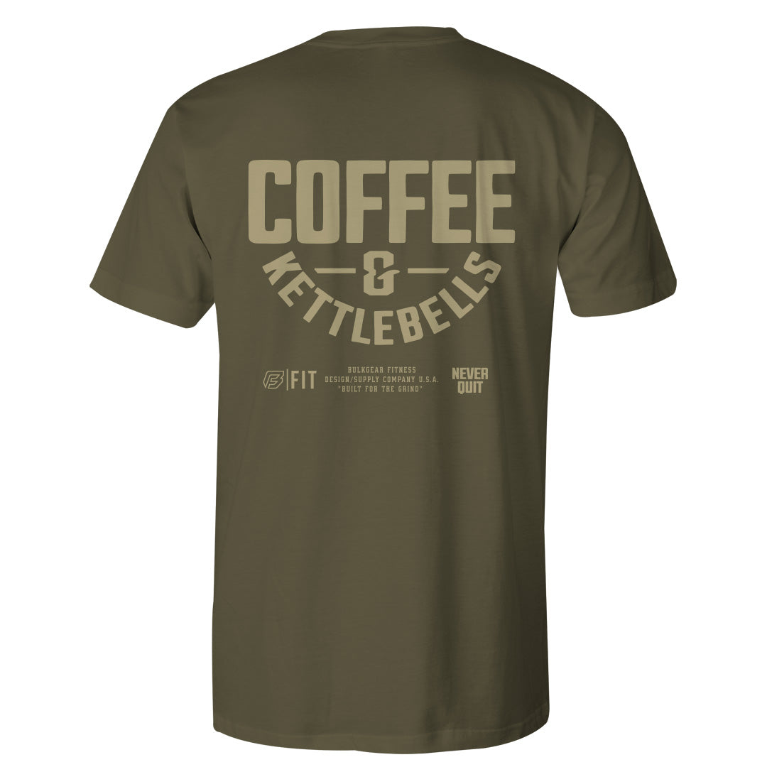 "COFFEE & KETTLEBELLS" Uni-Flex Tee (MILITARY)