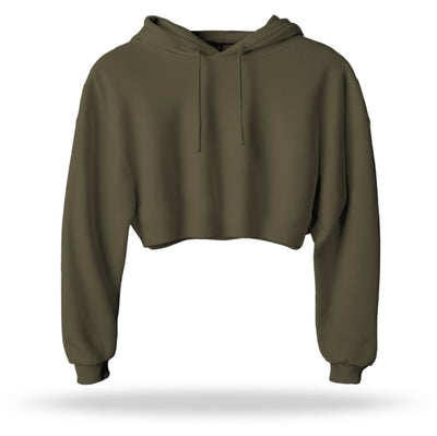 "ESSENTIALS" Crop Hoodie (MILITARY)