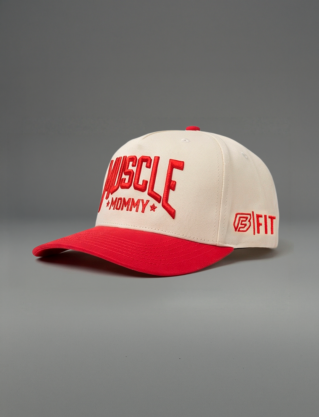 MUSCLE MOMMY (KHAKI w/ RED)