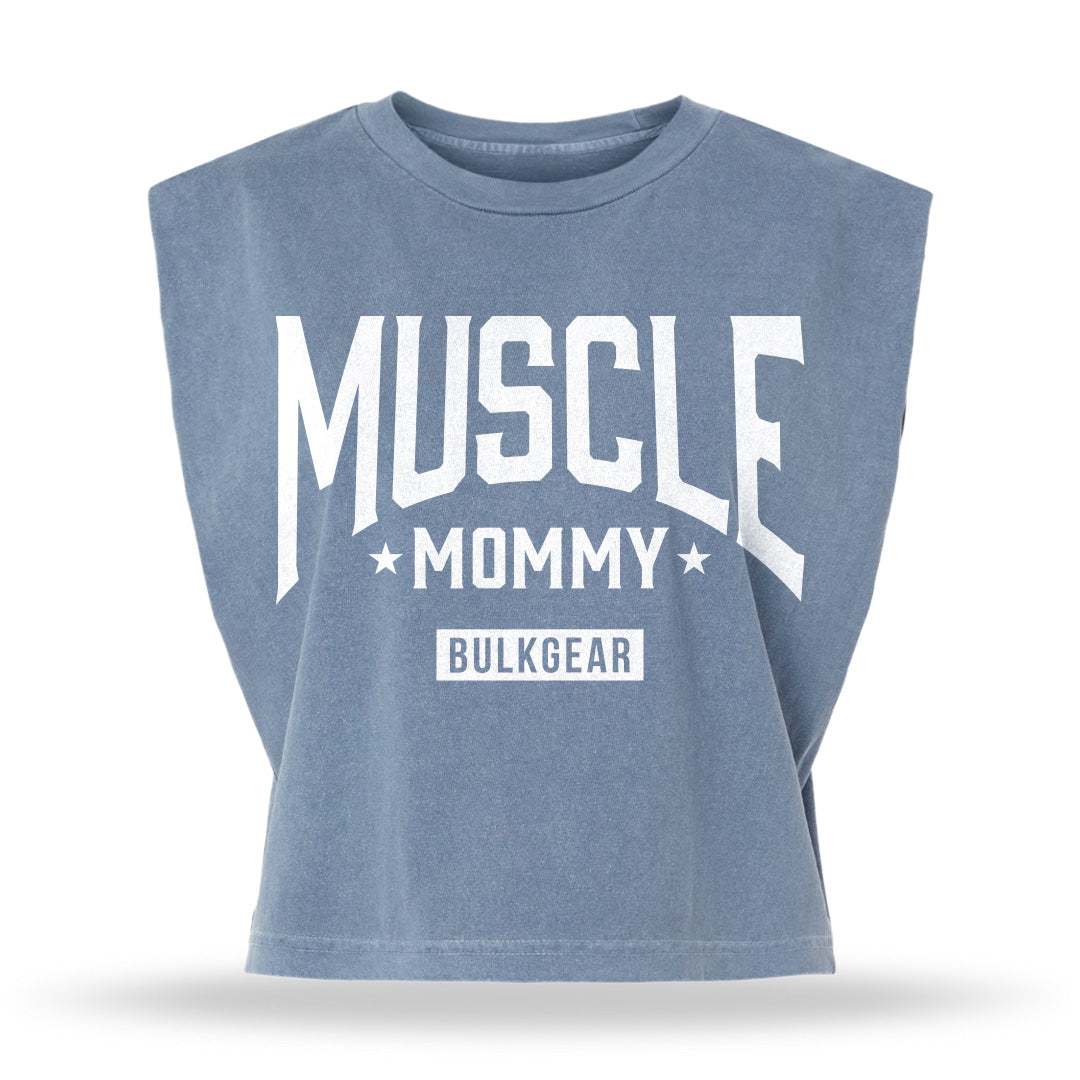 "MM STARS" MUSCLE CROP (DENIM)