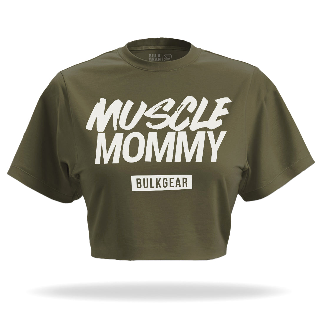 "MUSCLE MOMMY" Crop Top (MILITARY)