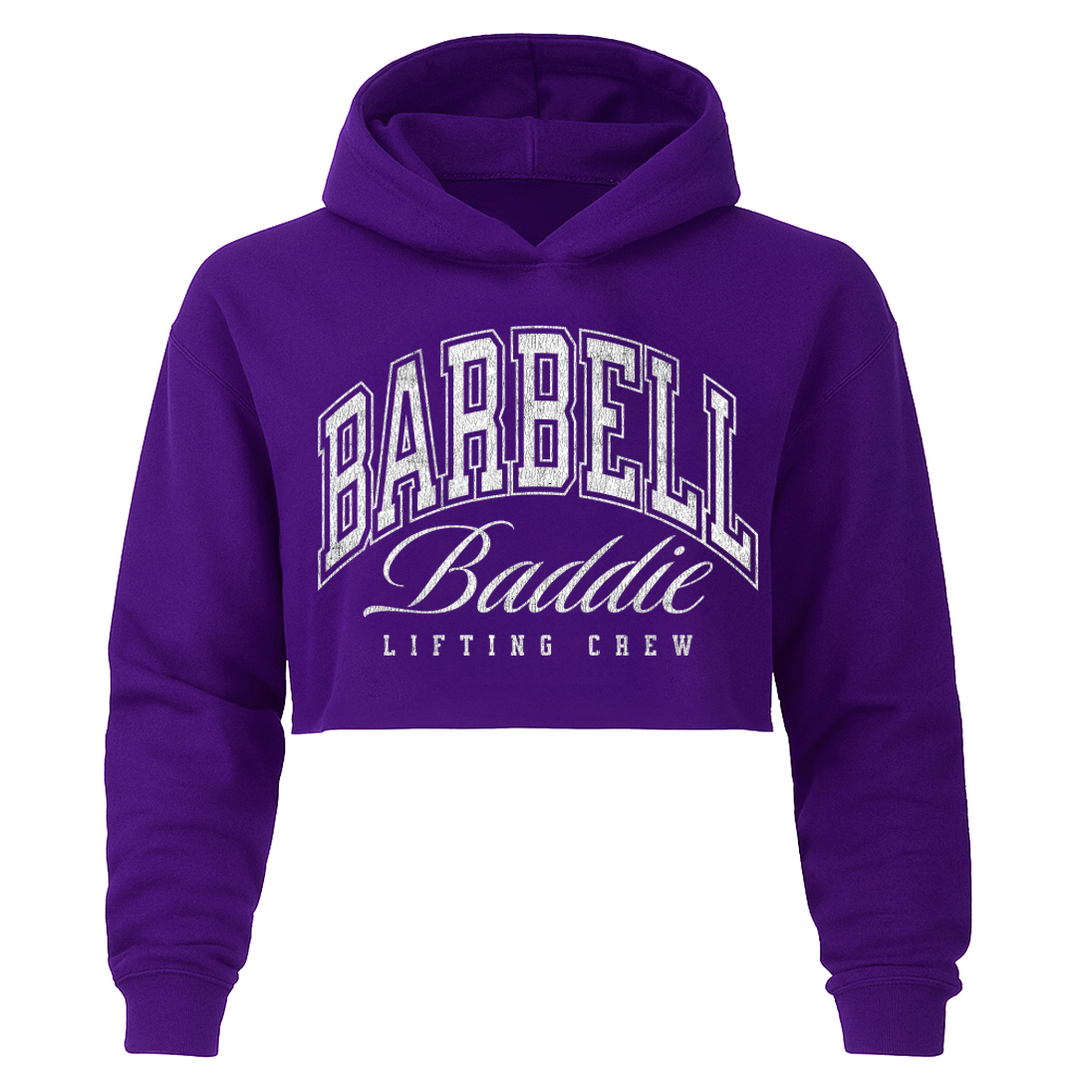 "BARBELL BADDIE" Hyper Crop Hoodie (PURPLE)