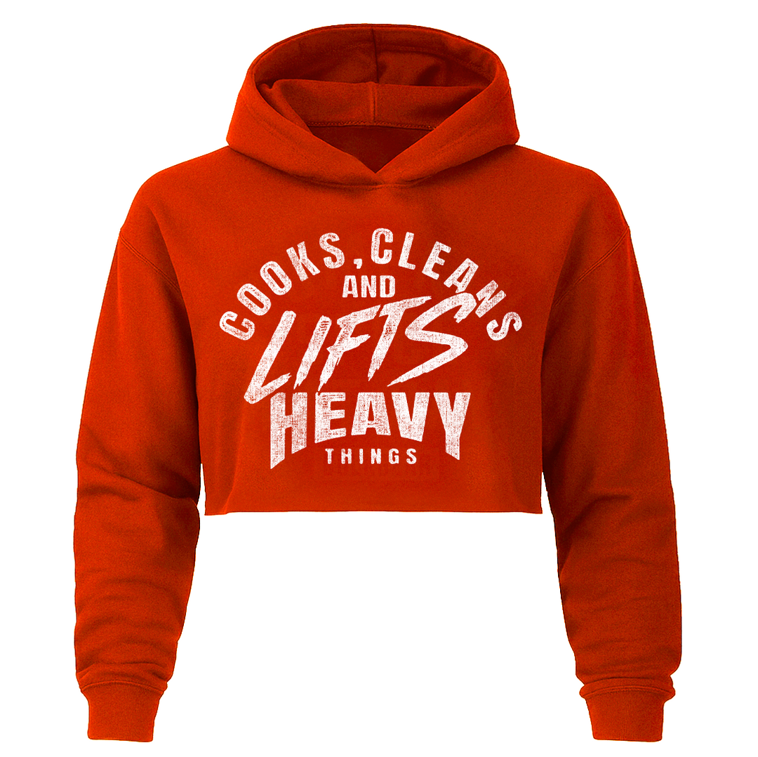 "COOKS AND CLEANS" Hyper Crop Hoodie (RED)