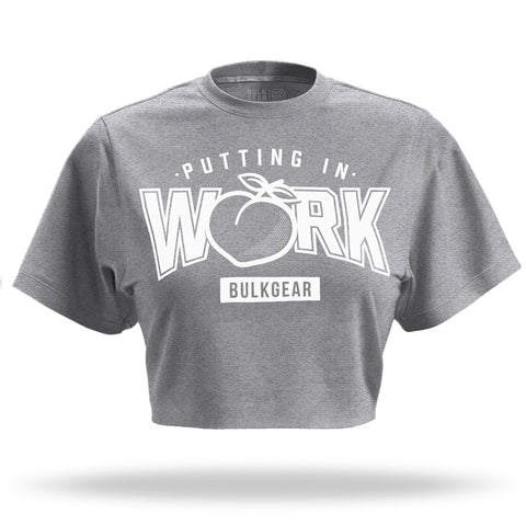 "PUTTING IN WORK" Crop Top (ATHLETIC GRAY)