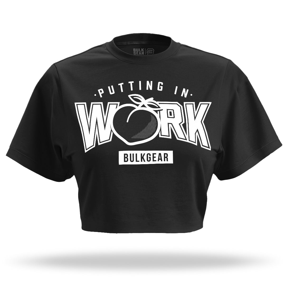 "PUTTING IN WORK" Crop Top (BLACK)