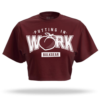 "PUTTING IN WORK" Crop Top (BURGUNDY)