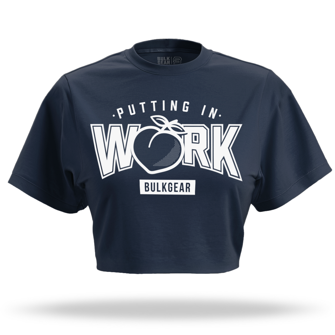 "PUTTING IN WORK" Crop Top (INDIGO)