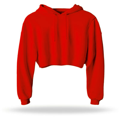 "ESSENTIALS" Crop Hoodie (RED)