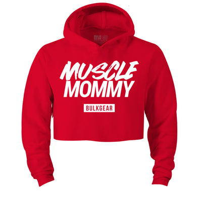 "MUSCLE MOMMY" Hyper Crop Hoodie (RED)