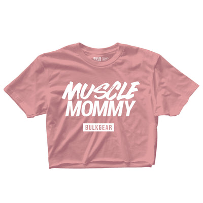 "MUSCLE MOMMY" Raw Edge Crop (BLUSH) Large Only