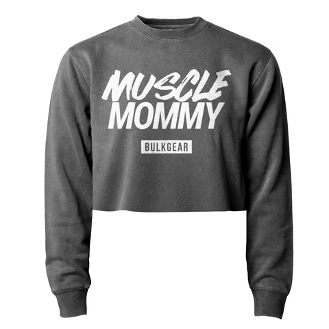 "MUSCLE MOMMY" BOXY crop sweater (INKWELL)
