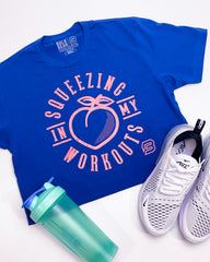 "SQUEEZING IN MY WORKOUTS" Crop Top (ROYAL)