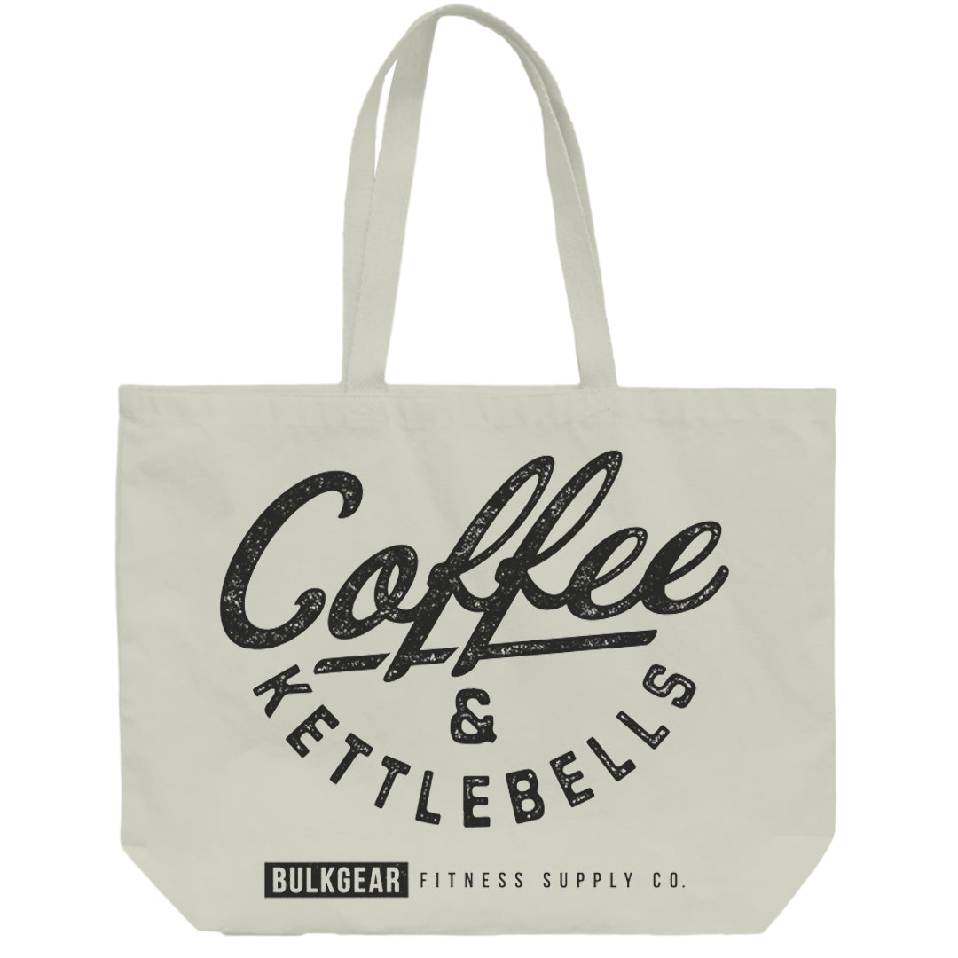 COFFEE AND KETTLEBELLS (TOTE) - TAN 1 left