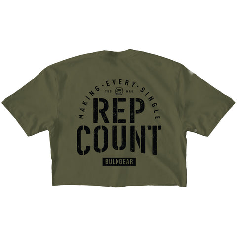 "REP COUNT" Crop Top (MILITARY) XL ONLY
