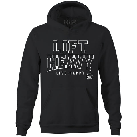 "LIFT HEAVY LIVE HAPPY" UNI-FLEX hoodie (BLACK)