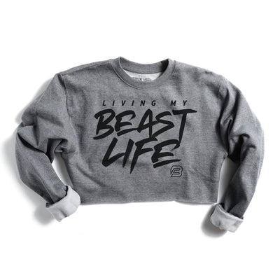 "LIVING MY BEAST LIFE BFE " BOXY crop sweater (STORM GRAY) XL ONLY