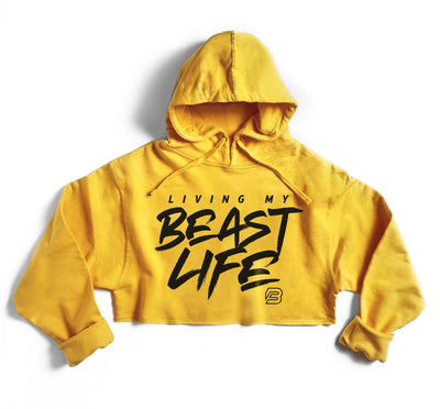 "LIVING MY BEAST LIFE" HYPER crop hoodie (GOLD) Medium Only
