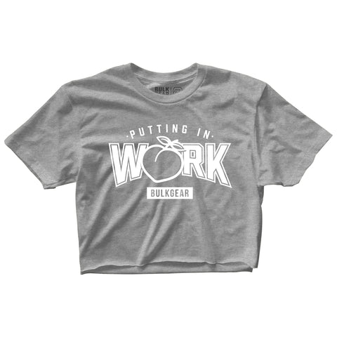 "PUTTING IN WORK" Crop Top (ATHLETIC GRAY)