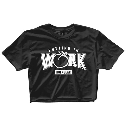 "PUTTING IN WORK" Crop Top (BLACK)